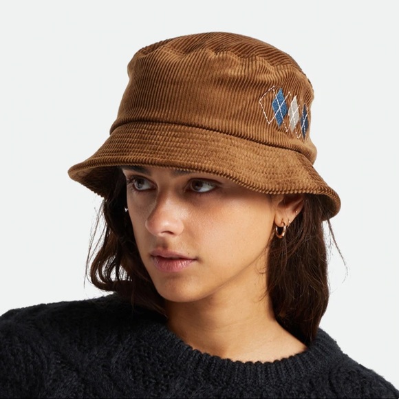 Free People Accessories - Brixton x Free People Gramercy Packable Bucket S / M Brown Blue Corduroy Hat